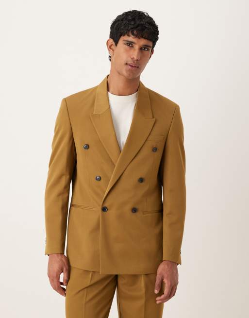 ASOS DESIGN - Abito doppiopetto vestibilità classica in twill color cammello, 3 di 3