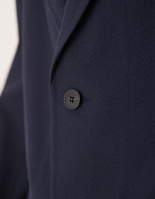 ASOS DESIGN - Giacca da abito extra larga squadrata blu navy in seersucker, 3 di 5