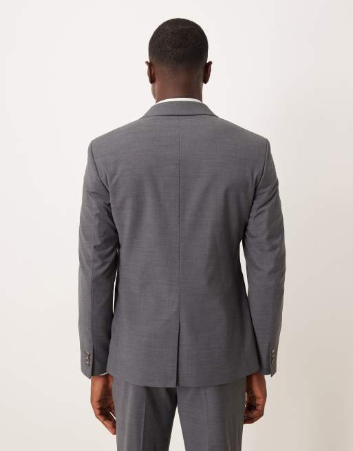 ASOS DESIGN - Giacca da abito lavabile slim color antracite in lana, 4 di 5