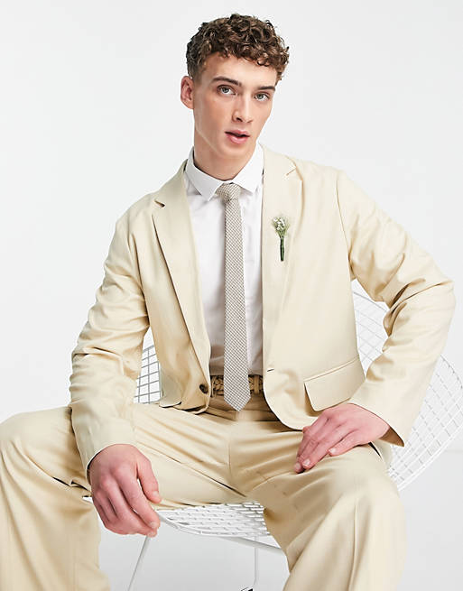 Giacca da abito oversize comoda color cammello microtesturizzata Asos Uomo Abbigliamento Abiti eleganti 