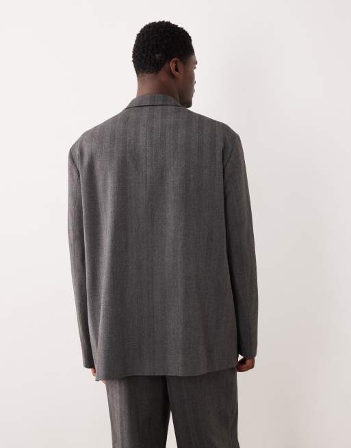 ASOS DESIGN - Giacca da abito oversize extra larga grigia con motivo a spina di pesce, 3 di 5