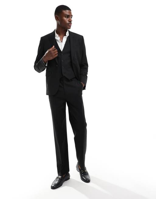 ASOS DESIGN - Giacca da abito regular fit in misto lana nera