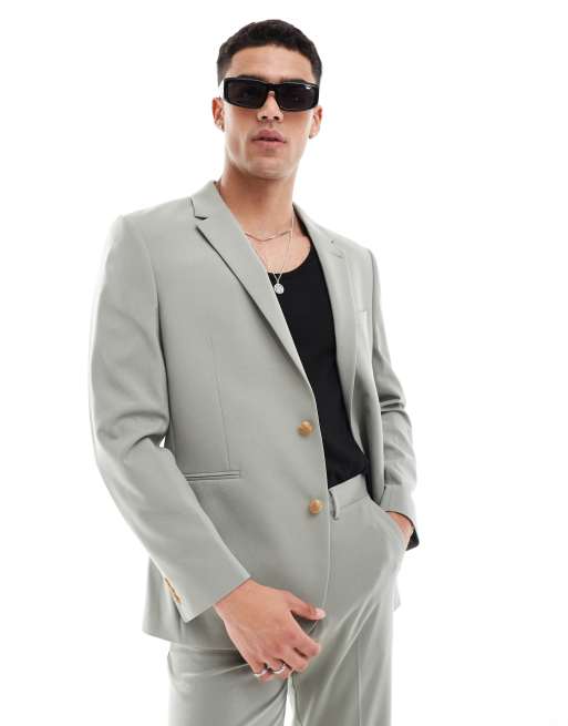 ASOS DESIGN - Giacca da abito regular fit verde salvia