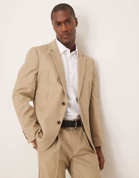 ASOS DESIGN - Giacca da abito sartoriale in morbido cotone color pietra - view 1