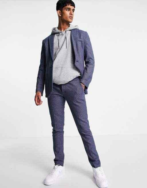 ASOS DESIGN - Abito sartoriale skinny in morbido misto lino blu navy, 2 di 3