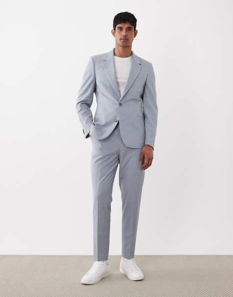 ASOS DESIGN - Giacca da abito skinny azzurra a quadri micro - view 1