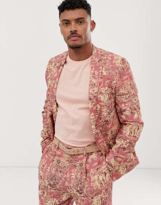 ASOS DESIGN - Abito skinny effetto lino con stampa di elefanti, 2 di 3