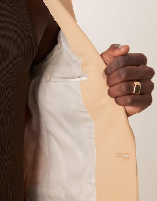ASOS DESIGN - Giacca da abito skinny elasticizzata in quattro direzioni color pietra, 4 di 5