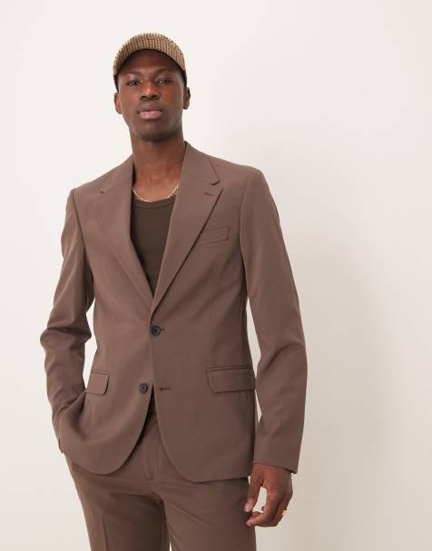 ASOS DESIGN - Giacca da abito skinny elasticizzata in quattro direzioni marrone - view 1