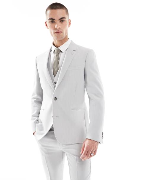 ASOS DESIGN - Giacca da abito skinny grigio chiaro micro testurizzato - view 1