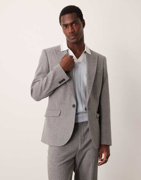 ASOS DESIGN - Giacca da abito skinny in misto lana grigio flanella - view 1