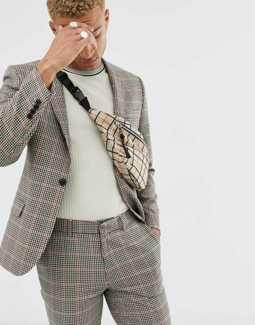 ASOS DESIGN - Abito skinny marrone a quadretti, 2 di 3