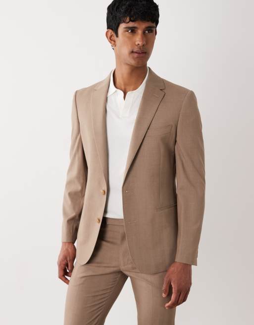 ASOS DESIGN - Abito skinny marrone a quadri tenui, 2 di 3