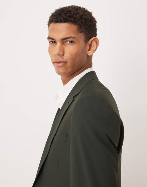 ASOS DESIGN - Giacca da abito skinny verde scuro misto lana lavabile, 4 di 5