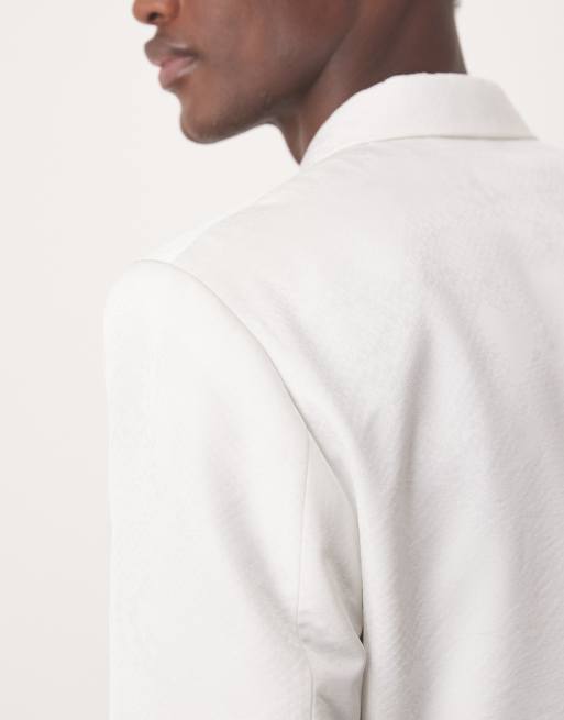 ASOS DESIGN - Giacca da abito slim bianco jacquard pitonato, 5 di 5