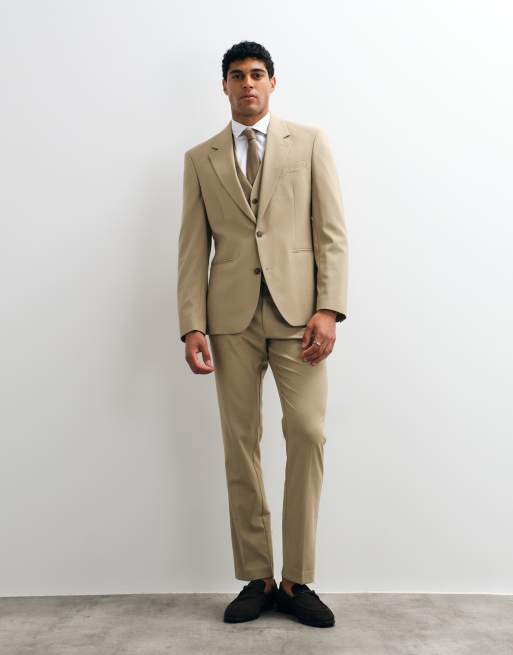 ASOS DESIGN - Giacca da abito slim color pietra, 2 di 5
