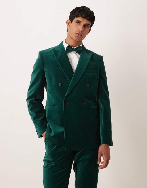 ASOS DESIGN - Giacca da abito slim doppiopetto in velluto di cotone - view 1