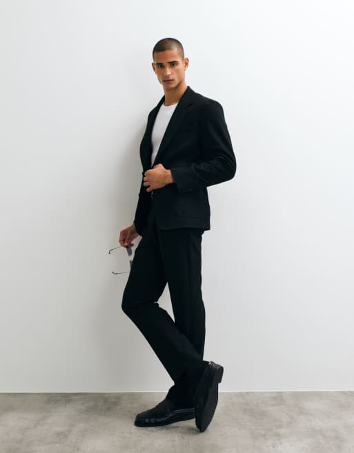ASOS DESIGN giacca da abito slim elasticizzata e anti piega nera, 2 di 5