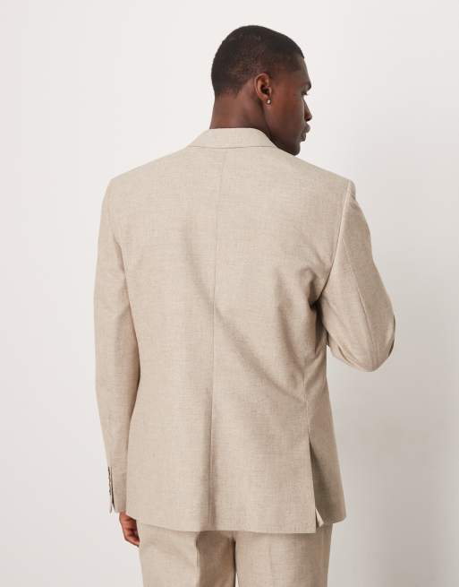 ASOS DESIGN - Giacca da abito slim fit color pietra effetto mélange, 3 di 5