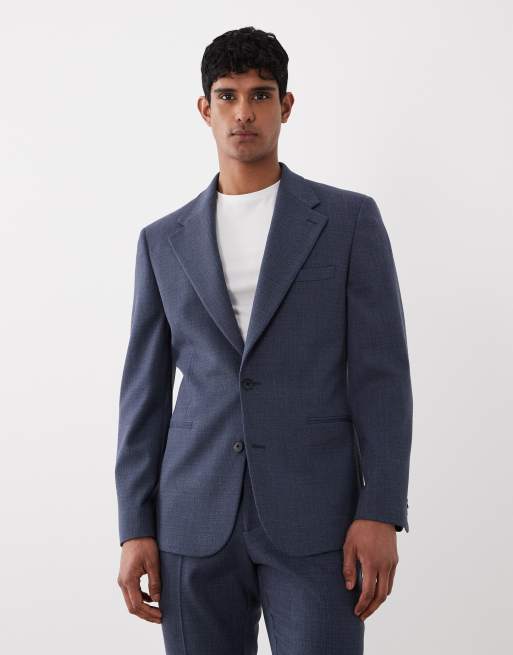 ASOS DESIGN - Abito slim in tweed di misto lana blu navy, 3 di 3