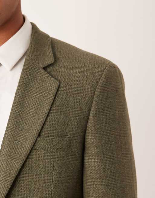 ASOS DESIGN - Giacca da abito slim fit verde scuro a quadri, 5 di 5