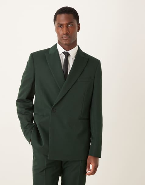 ASOS DESIGN - Giacca da abito slim fit verde scuro con dettaglio a portafoglio - view 1