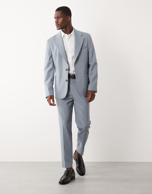 ASOS DESIGN - Giacca da abito slim in 100% lana estiva blu, 2 di 5