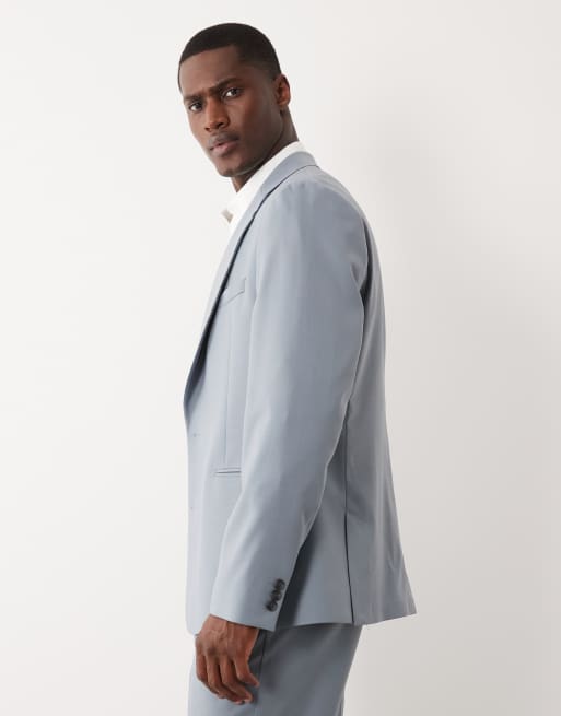 ASOS DESIGN - Giacca da abito slim in 100% lana estiva blu, 4 di 5