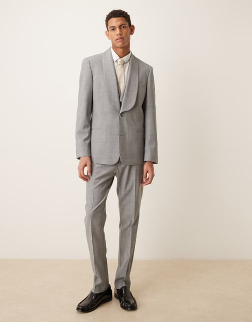 ASOS DESIGN - Giacca da abito slim in misto lana grigio mélange, 2 di 5