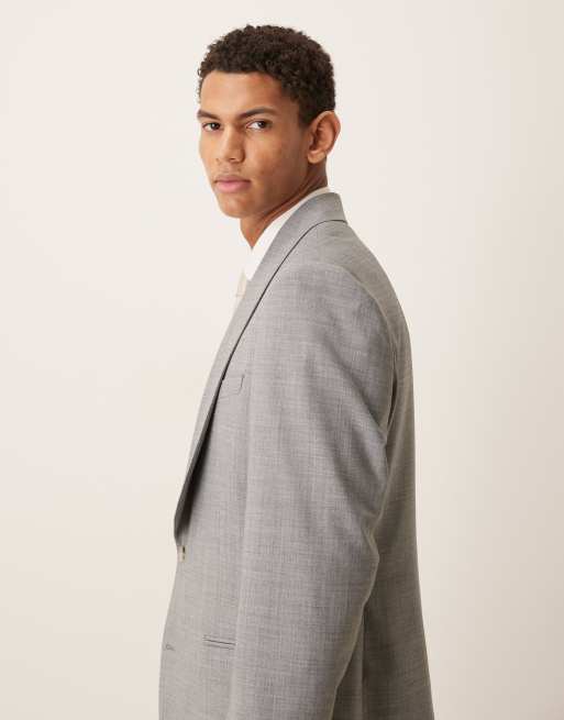 ASOS DESIGN - Giacca da abito slim in misto lana grigio mélange, 4 di 5