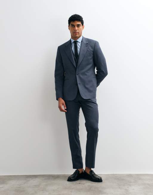 ASOS DESIGN - Giacca da abito slim in misto lana lavabile blu navy, 3 di 5