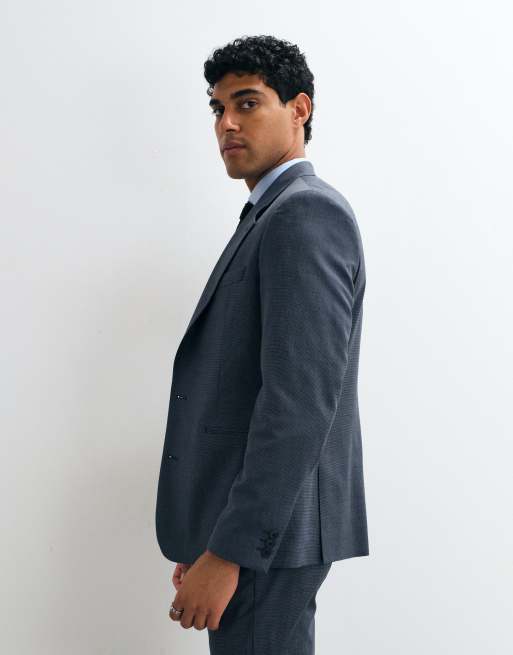 ASOS DESIGN - Giacca da abito slim in misto lana lavabile blu navy, 5 di 5