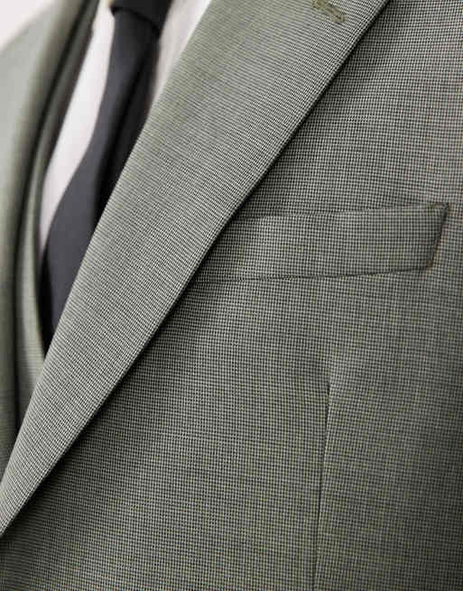 ASOS DESIGN - Giacca da abito slim in misto lana verde medio lavabile, 5 di 5