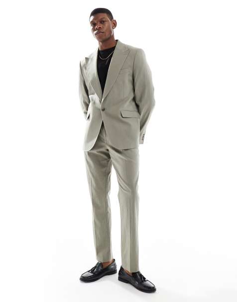 ASOS DESIGN - Giacca da abito slim in misto lino kaki - view 1