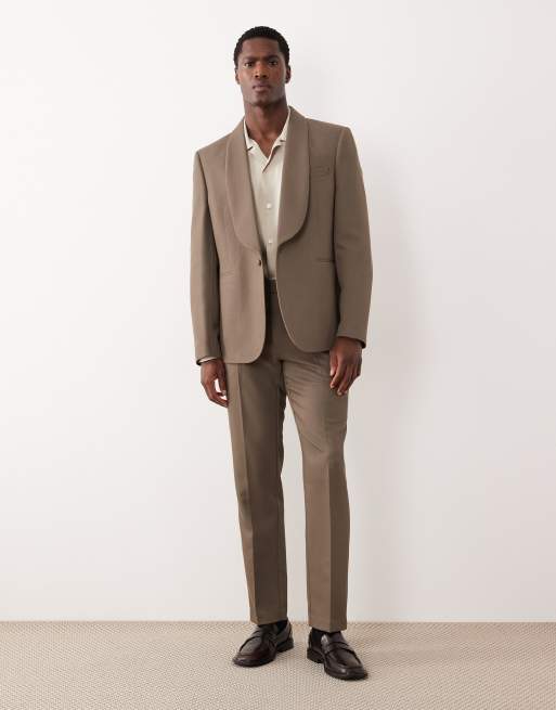 ASOS DESIGN - Giacca da abito slim in twill kaki, 2 di 5
