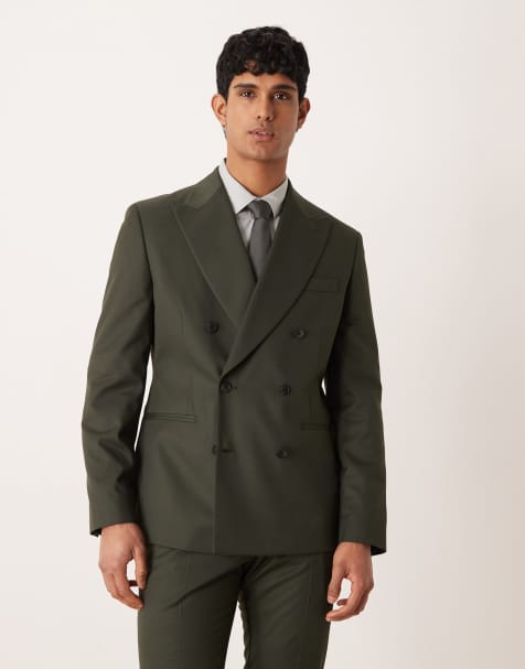 ASOS DESIGN - Giacca da abito slim in twill verde scuro - view 1