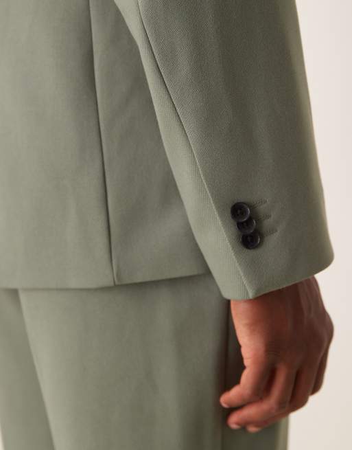 ASOS DESIGN - Giacca da abito slim in twill verde, 4 di 5
