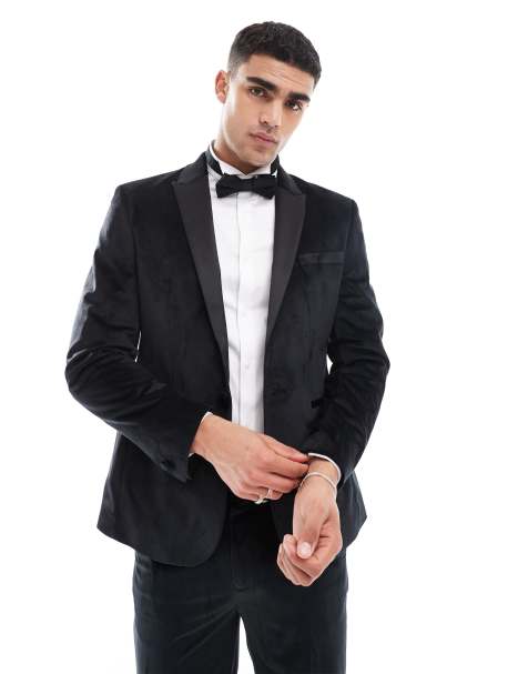ASOS DESIGN - Giacca da abito slim stile smoking in velluto nero - view 1
