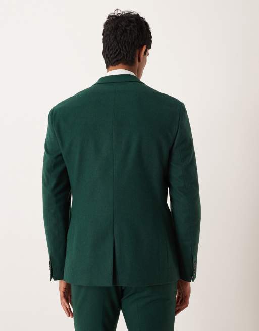 ASOS DESIGN - Giacca da abito slim verde scura in lana, 3 di 5