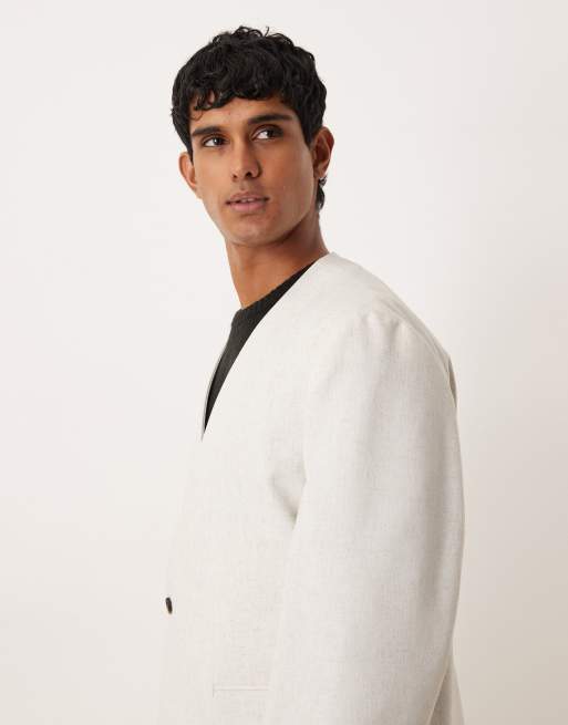 ASOS DESIGN - Giacca da abito squadrata crema mélange testurizzata, 4 di 5