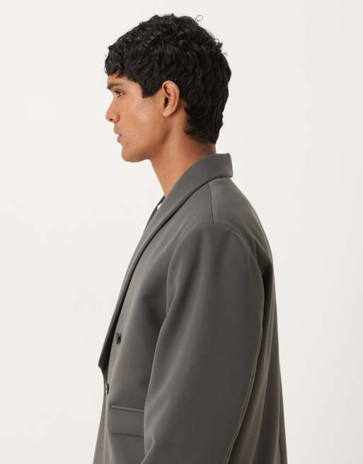 ASOS DESIGN - Giacca da abito squadrata in twill antracite, 4 di 5