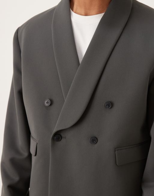 ASOS DESIGN - Giacca da abito squadrata in twill antracite, 5 di 5