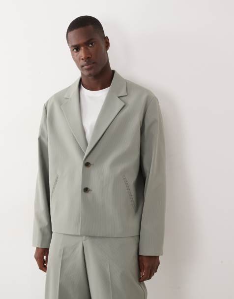 ASOS DESIGN - Giacca da abito squadrata verde testurizzato a coste - view 1