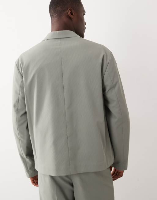ASOS DESIGN - Giacca da abito squadrata verde testurizzato a coste, 5 di 5