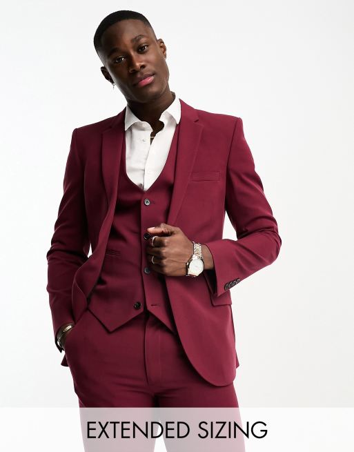 ASOS DESIGN - Giacca da abito super skinny bordeaux scuro