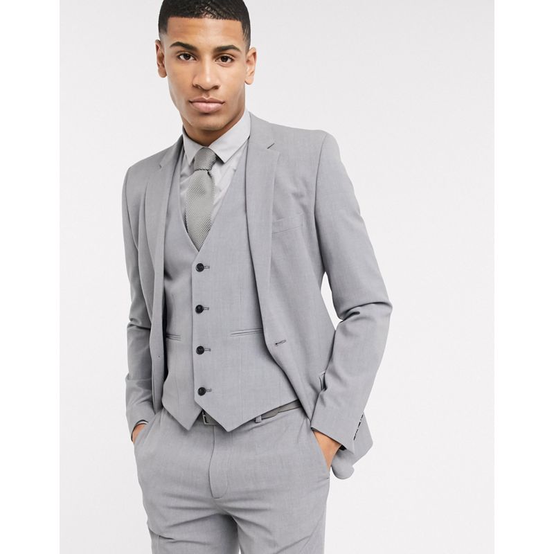 g7aBM Uomo DESIGN - Giacca da abito super skinny suit grigio medio elasticizzata in quattro direzioni