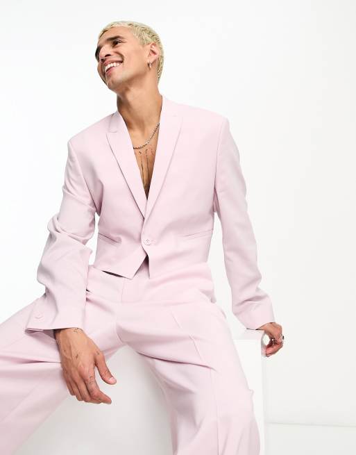 ASOS DESIGN - Giacca da abito taglio corto viola