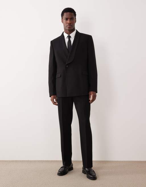 ASOS DESIGN - Giacca da abito vestibilità classica doppiopetto in crêpe nera, 2 di 5