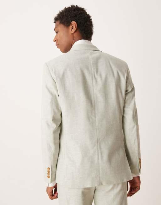 ASOS DESIGN - Giacca da abito vestibilità classica doppiopetto in misto lino verde menta