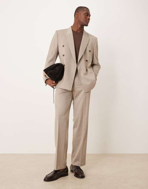 ASOS DESIGN - Giacca da abito vestibilità classica doppiopetto in twill beige, 3 di 5